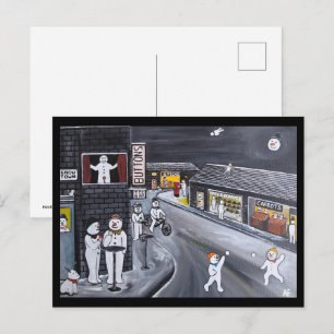 Schneestadt-Gemälde von Alfred Fox Postkarte