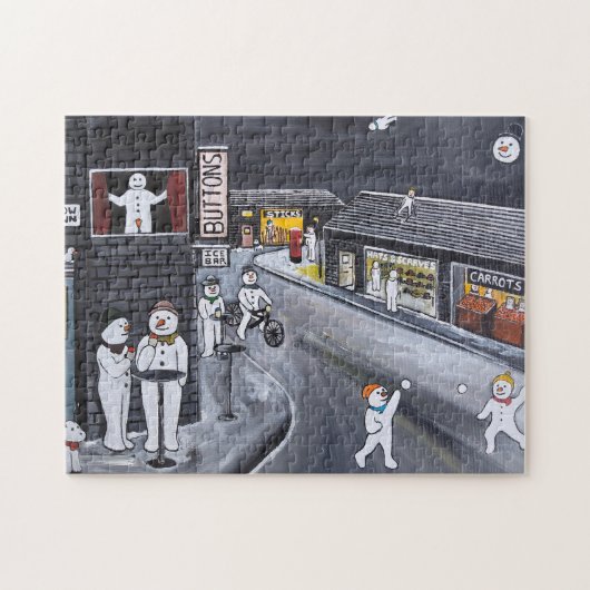 Schneestadt-Gemälde von Alfred Fox Puzzle (Horizontal)