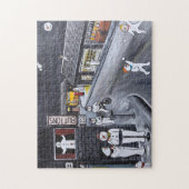 Schneestadt-Gemälde von Alfred Fox Puzzle (Vertikal)