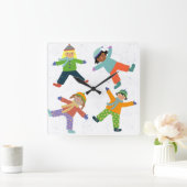 Schneestag Quadratische Wanduhr (Zuhause)