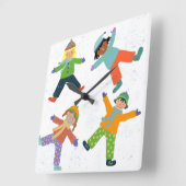 Schneestag Quadratische Wanduhr (Winkel)
