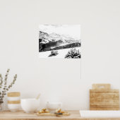 Schneestaub, frisch, schwarz und weiß poster (Küche)