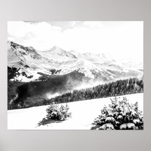 Schneestaub, frisch, schwarz und weiß poster (Vorne)