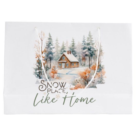 Schneestelle wie Zuhause, Weihnachten in der Bergh Große Geschenktüte (Rückseite)