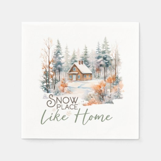 Schneestelle wie Zuhause, Weihnachten in der Bergh Serviette (Vorderseite)