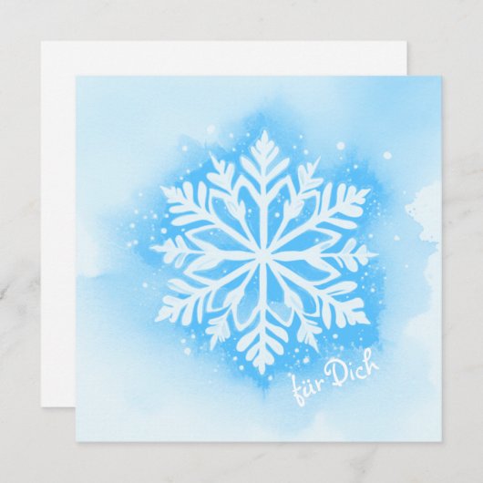 Schneestern auf Aquarell Hintergrund - hellblau (Vorne/Hinten)