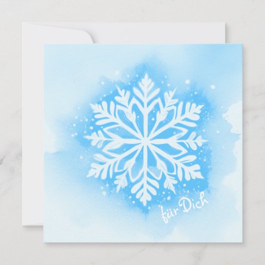 Schneestern auf Aquarell Hintergrund - hellblau (Vorderseite)