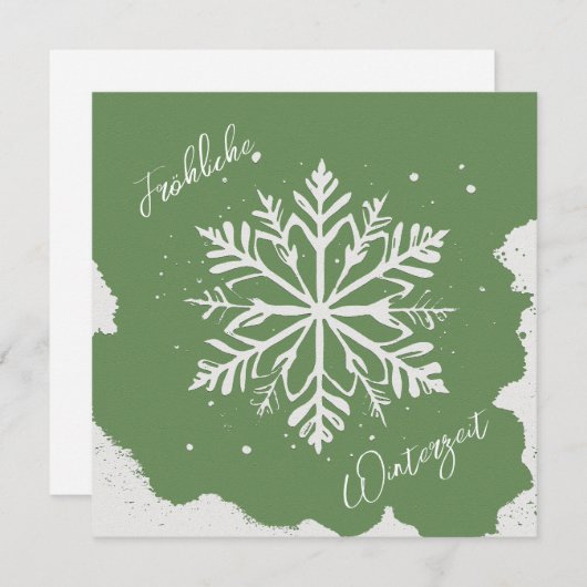 Schneestern auf grünem Hintergrund - Prägeoptik (Vorne/Hinten)
