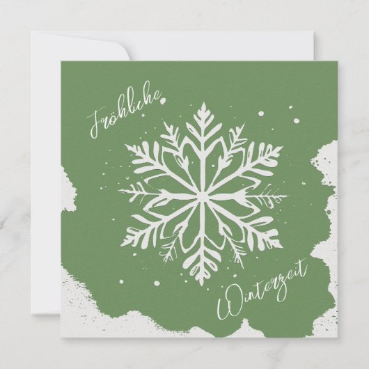 Schneestern auf grünem Hintergrund - Prägeoptik (Vorderseite)