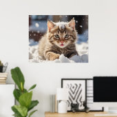 *~* Schneestück Kitty 5:4 Kätzchen AP68 Poster (Heimbüro)