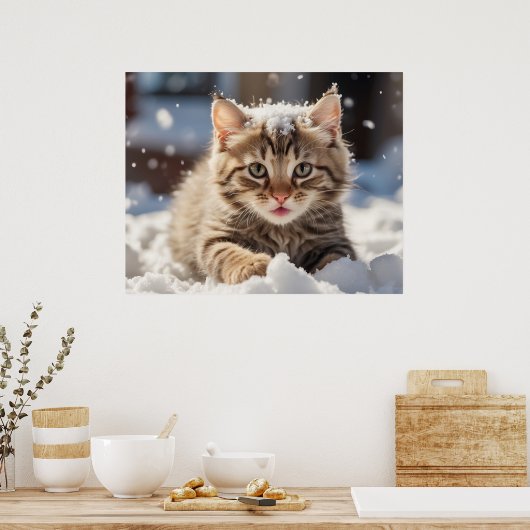 *~* Schneestück Kitty 5:4 Kätzchen AP68 Poster (Küche)