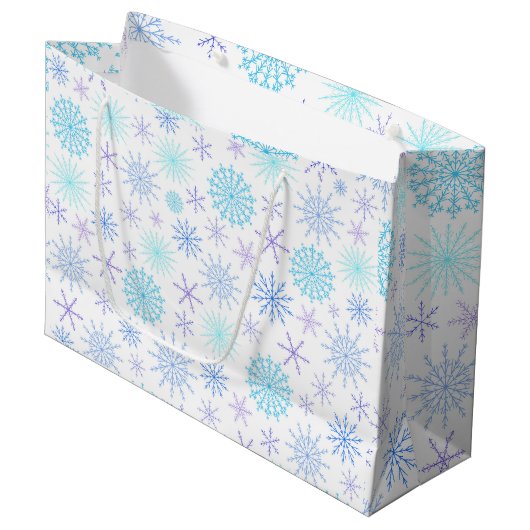 Schneesturm Große Geschenktüte (Vorderseite Schrägansicht)