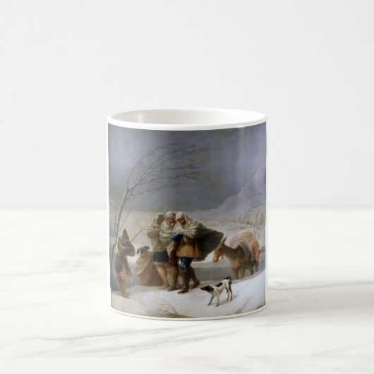 Schneesturm im Winter Kaffeetasse (Mittel)