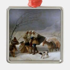Schneesturm im Winter (von Francisco Goya) Ornament Aus Metall