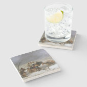 Schneesturm im Winter (von Francisco Goya) Steinuntersetzer (Seitenansicht)