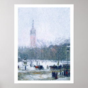 Schneesturm. Madison Square von Childe Hassam Poster