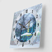 Schneesturm Quadratische Wanduhr (Winkel)