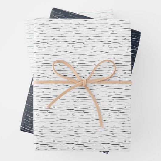 Schneesturm weiß, Meerblau, Turquoje Geschenkpapier Set (Beispiel)