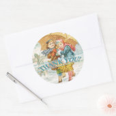 Schneeszene dank klassischer Rundaufkleber Runder Aufkleber (Umschlag)