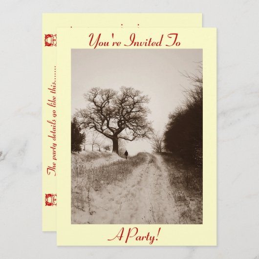 Schneeszene Foto Weihnachten Party Einladung (Vorne/Hinten)