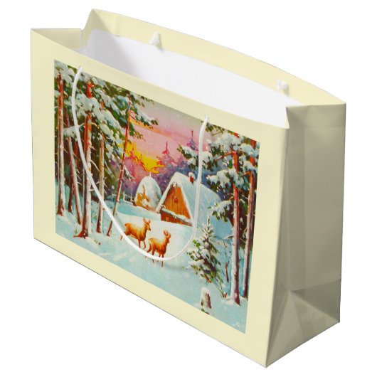 Schneeszene Große Geschenktüte (Rückseite Schrägansicht)