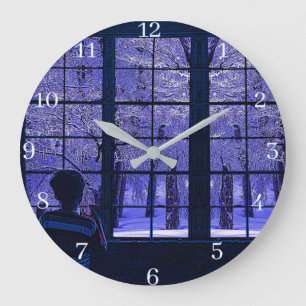 Schneeszene Große Wanduhr