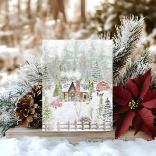 Schneeszene im Weihnachtsferienhaus Feiertagskarte