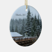 Schneeszene in Whistler, B.C. Keramik Ornament (Rechts)