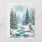 Schneeszene mit Fuchs-Wintersonnenwende-Abendessen Einladung (Rückseite)