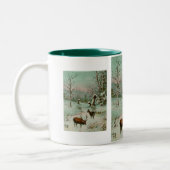 Schneeszene mit Hirsch Zweifarbige Tasse (Links)