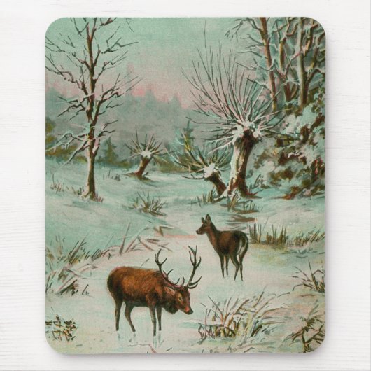 Schneeszene mit Hirschen Mousepad (Vorne)