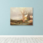 Schneeszene mit Mill und Hütten Leinwanddruck (Insitu (Holzboden))