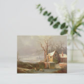 Schneeszene mit Mill und Hütten Postkarte (Stehend Vorderseite)