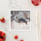 Schneeszene mit niedlichen Schwarz-Bein-Weihnachte Serviette (Beispiel)