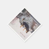 Schneeszene mit niedlichen Schwarz-Bein-Weihnachte Serviette (Ecke)