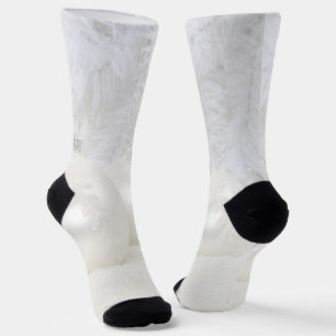 Schneeszene mit Ornamenten und weiß getöntem Schne Socken