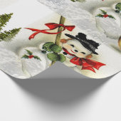 Schneeszene mit Vintagem Schneemann Geschenkpapier (Ecke)