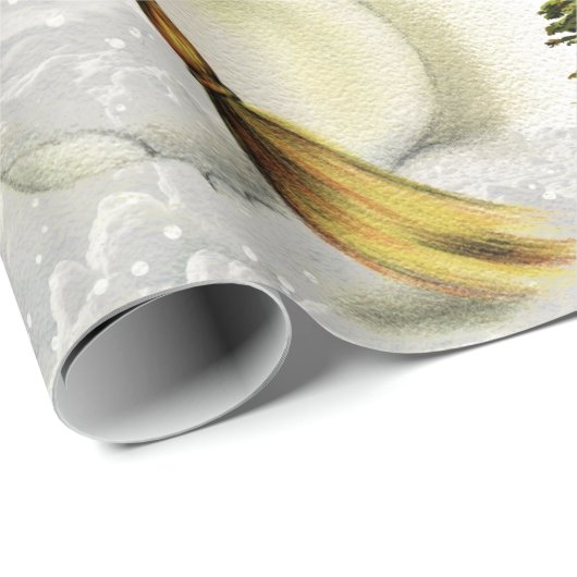 Schneeszene mit Vintagem Schneemann Geschenkpapier (Rolleneckpunkt)