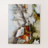 Schneeszene mit Wasserrad Puzzle (Vertikal)