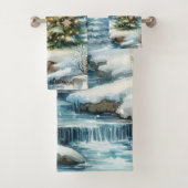 Schneeszene mit Weihnachtsbaum Winter Badhandtuch Set (Insitu)