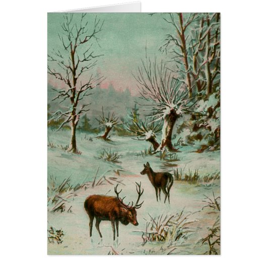 Schneeszene mit Weihnachtskarte für Hirsche (Vorne)