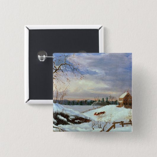 Schneeszene, Neu-England Button (Vorne & Hinten)