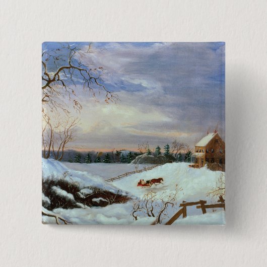 Schneeszene, Neu-England Button (Vorderseite)