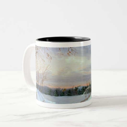 Schneeszene, Neu-England Zweifarbige Tasse (Vorderseite Links)
