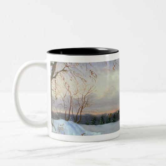 Schneeszene, Neu-England Zweifarbige Tasse (Links)