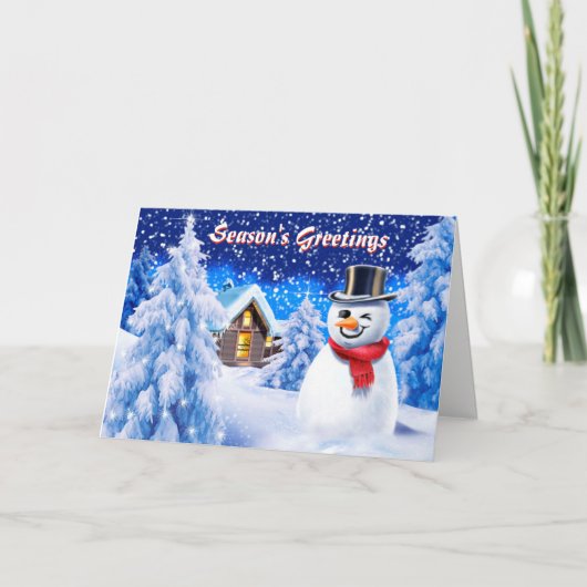 Schneeszene niedliche Weihnachtskarte Feiertagskarte (Vorderseite)