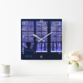 Schneeszene Quadratische Wanduhr (Zuhause)