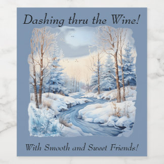 "Schneeszene" Weinflaschen Weinetikett