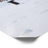 Schneeszene Winterlandschaft mit Bäumen und Hunden Poster (Ecke)