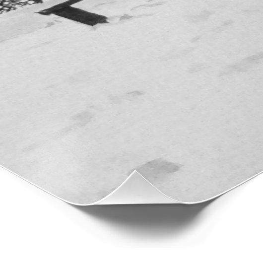 Schneeszene Winterlandschaft mit Bäumen und Hunden Poster (Ecke)